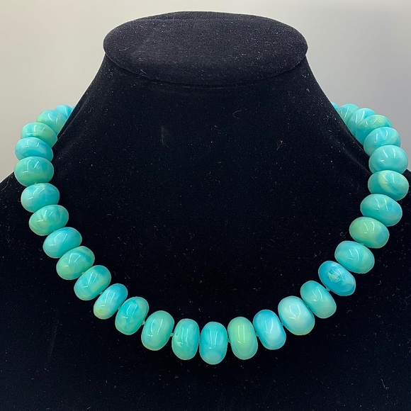 Peruvian Blue Opal Necklace 19" - Picture 11 of 11